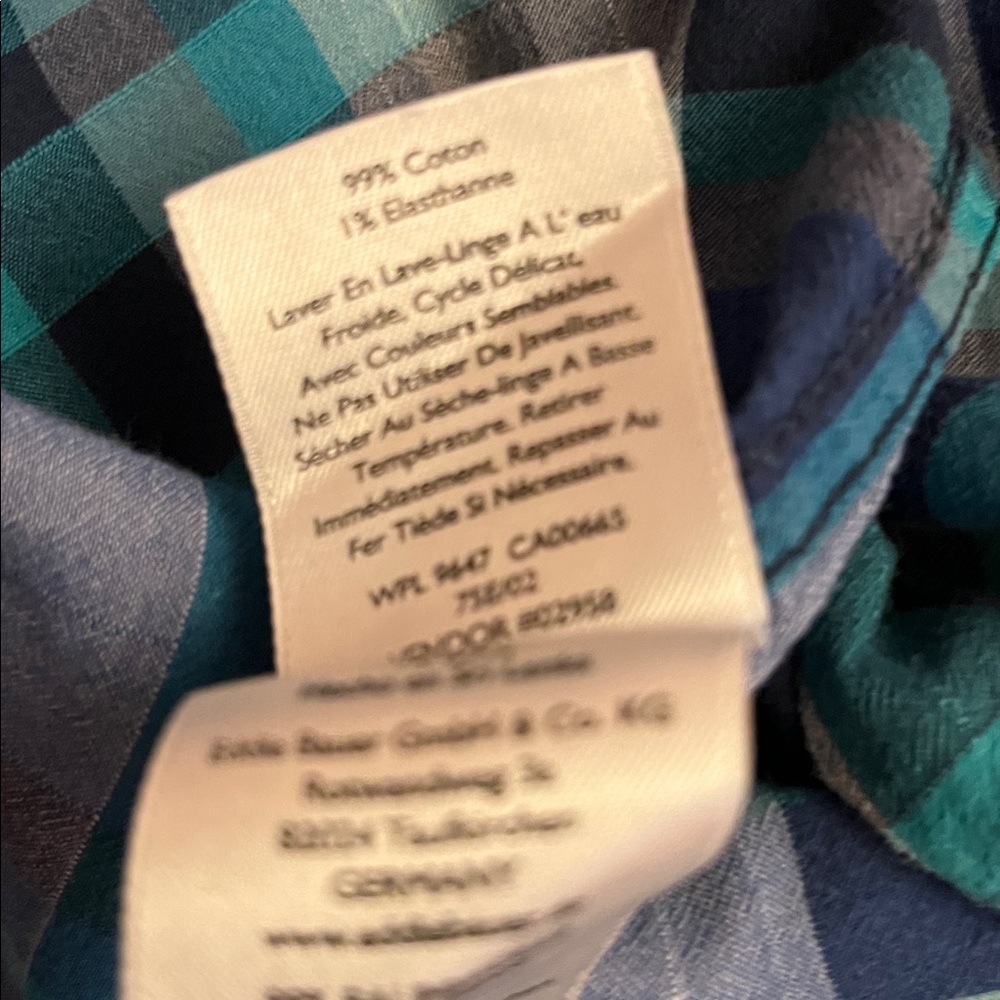 Eddie Bauer Navy & Teal Plaid Shirt - Picture 7 of 8